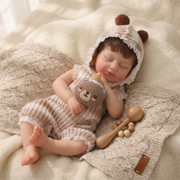 12 Inch 30cm Solid Silicone Reborn Baby Doll, Realistic Newborn Baby Doll, Hair Transplant Style Soft Silicone Doll, Closed Eyes Lifelike Baby Toy