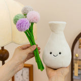 Cute Vase Plush Toy with Smiling Face | Succulent Tulip Plant Doll, Soft Potted Plant Claw Machine Decoration Gift