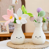 Cute Vase Plush Toy with Smiling Face | Succulent Tulip Plant Doll, Soft Potted Plant Claw Machine Decoration Gift