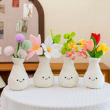 Cute Vase Plush Toy with Smiling Face | Succulent Tulip Plant Doll, Soft Potted Plant Claw Machine Decoration Gift