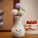 Cute Vase Plush Toy with Smiling Face | Succulent Tulip Plant Doll, Soft Potted Plant Claw Machine Decoration Gift