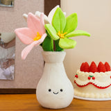 Cute Vase Plush Toy with Smiling Face | Succulent Tulip Plant Doll, Soft Potted Plant Claw Machine Decoration Gift
