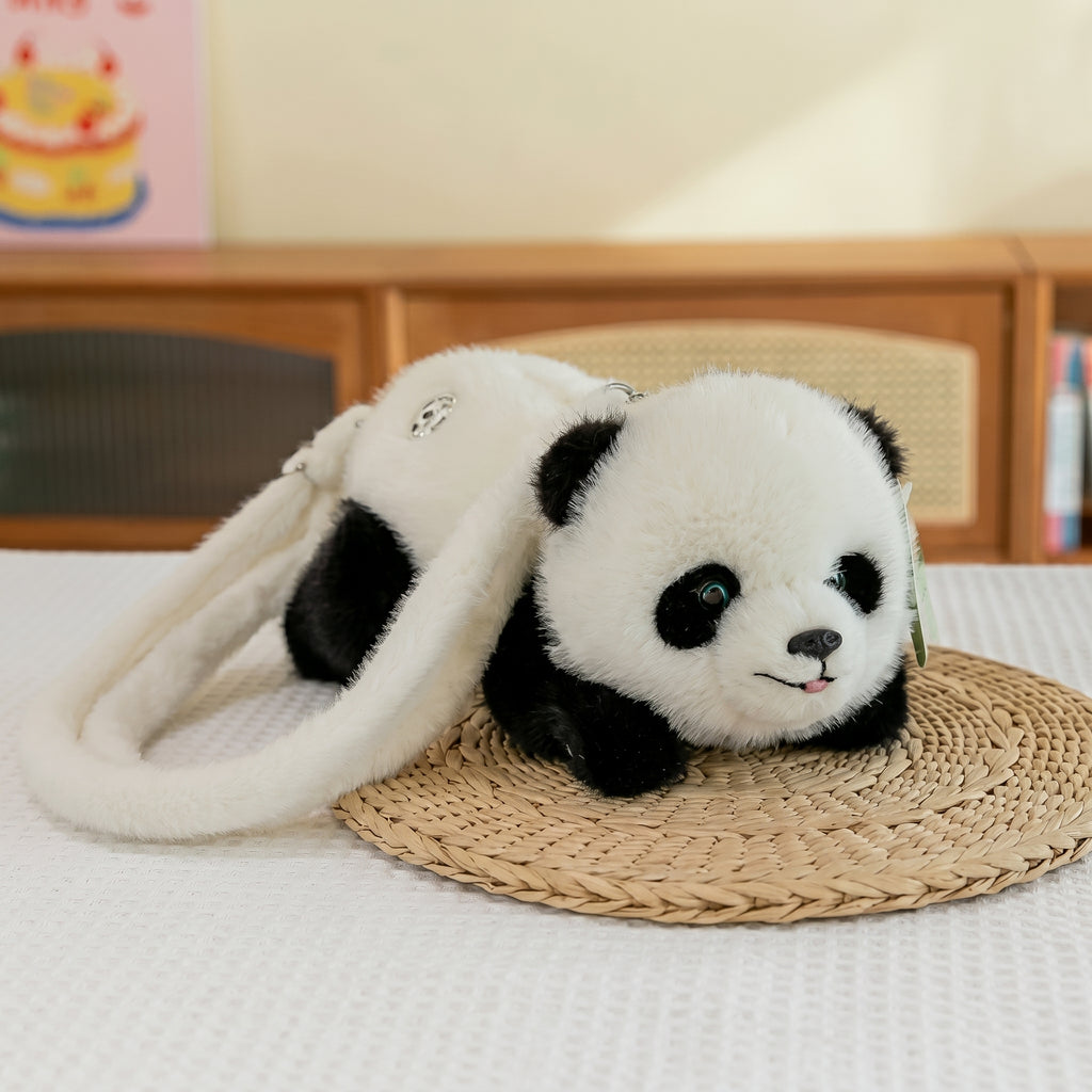 Cute Panda Hanhan Plush Bag | Shoulder Backpack Crossbody Coin Purse, Simulation Panda Doll Bag: Cute Women Gift