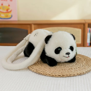 Cute Panda Hanhan Plush Bag | Shoulder Backpack Crossbody Coin Purse, Simulation Panda Doll Bag: Cute Women Gift