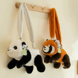 Cute Panda Hanhan Plush Bag | Shoulder Backpack Crossbody Coin Purse, Simulation Panda Doll Bag: Cute Women Gift