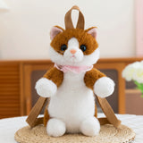 Cute Cat Plush Backpack, Cartoon Kitty Doll Bag, Soft Stuffed Animal Backpack, Girls Birthday Gift