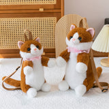Cute Cat Plush Backpack, Cartoon Kitty Doll Bag, Soft Stuffed Animal Backpack, Girls Birthday Gift