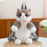 Cute Cat Plush Backpack, Cartoon Kitty Doll Bag, Soft Stuffed Animal Backpack, Girls Birthday Gift