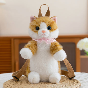 Cute Cat Plush Backpack, Cartoon Kitty Doll Bag, Soft Stuffed Animal Backpack, Girls Birthday Gift