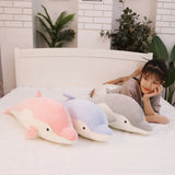 Creative Soft Dolphin Plush Sleeping Pillow Doll Long Body Cushion Toy for Kids Comfort Gift