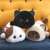 Cute Lying Cat Plush Toy, Three Colored Cat Plush, Siamese Cat Soft Toy, Black Cat Plush Doll, Healing Soothing Plush Toy, Birthday Gift Stuffed Animal, Soft Cat Companion Toy