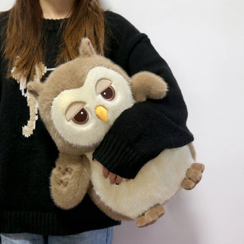 Authentic Bobova Brown Owl Plush Toy, Soft Stuffed Owl Doll, Autumn Winter Color Animal Plush Gift, Cute Cross Border E Commerce Holiday Gift for Classmates