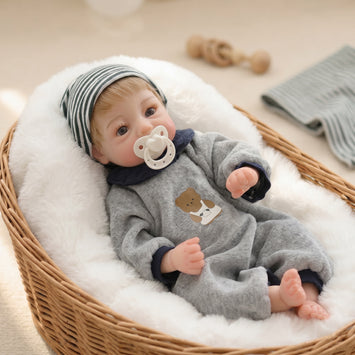 12 Inch Realistic Solid Silicone Baby Doll, 30cm Lifelike Newborn Baby Doll with Closed Eyes, Soft Stretchable Reborn Baby Toy