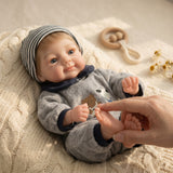 12 Inch Realistic Solid Silicone Baby Doll, 30cm Lifelike Newborn Baby Doll with Closed Eyes, Soft Stretchable Reborn Baby Toy