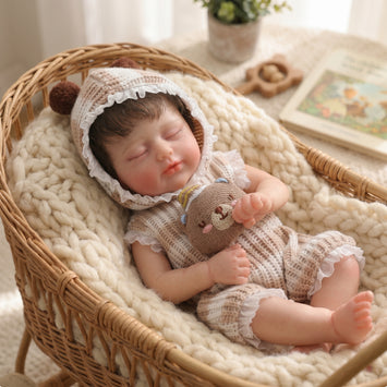 12 Inch 30cm Solid Silicone Reborn Baby Doll, Realistic Newborn Baby Doll, Hair Transplant Style Soft Silicone Doll, Closed Eyes Lifelike Baby Toy