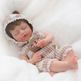 12 Inch 30cm Solid Silicone Reborn Baby Doll, Realistic Newborn Baby Doll, Hair Transplant Style Soft Silicone Doll, Closed Eyes Lifelike Baby Toy