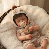 12 Inch 30cm Solid Silicone Reborn Baby Doll, Realistic Newborn Baby Doll, Hair Transplant Style Soft Silicone Doll, Closed Eyes Lifelike Baby Toy