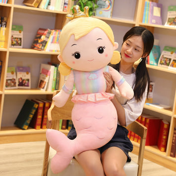 Cute Mermaid Pillow Doll Plush Toy | Soft Princess Bed Cushion Stuffed Animal Doll for Girls Gift