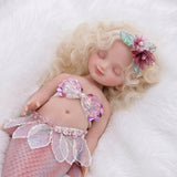 10 Inch Silicone Mermaid Reborn Doll Baby Simulation Doll Soft Pinchable Silicone Baby Toy Celebrity Style Collectible Gift Doll for Kids and Girls