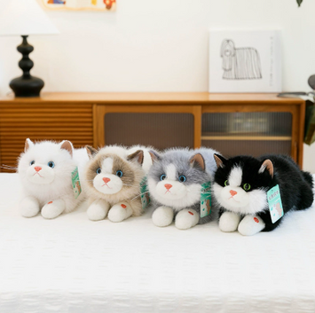 Cute Kitten Plush Toy: Simulated Cat Doll Sleeping Comfort Ragdoll | Soft Stuffed Animal Hugging Pillow Gift